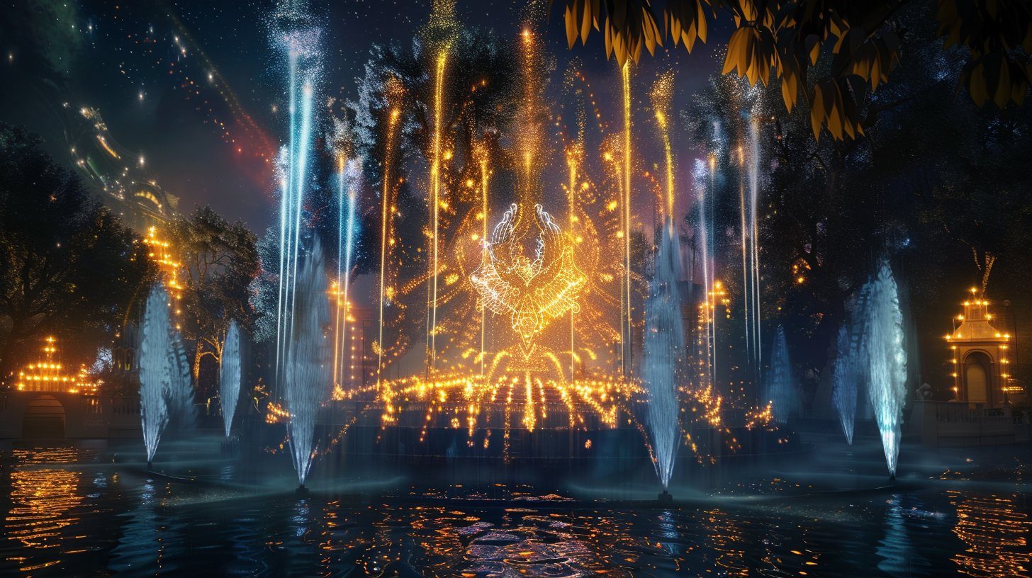 Hologram fountain spectacle
